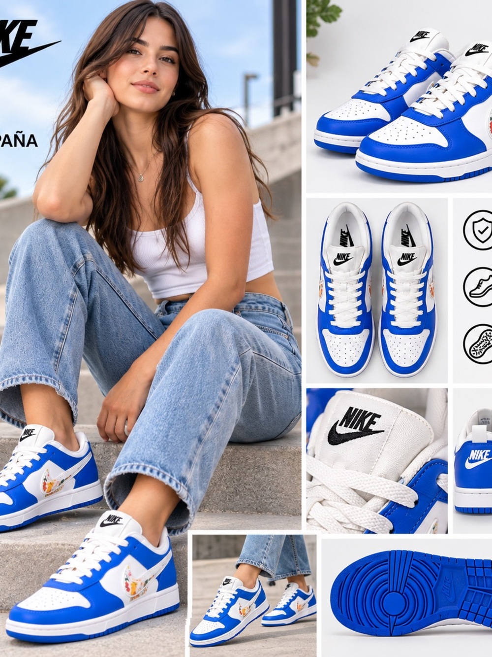 Nike Women’s Low-Top Sneakers — White & Royal Blue
